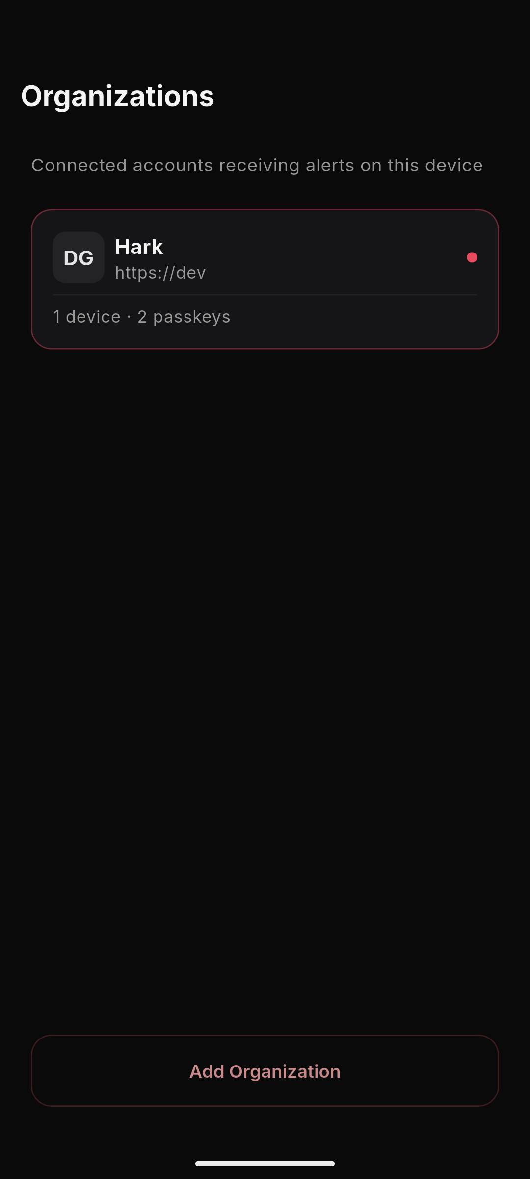 Hark mobile app organization settings